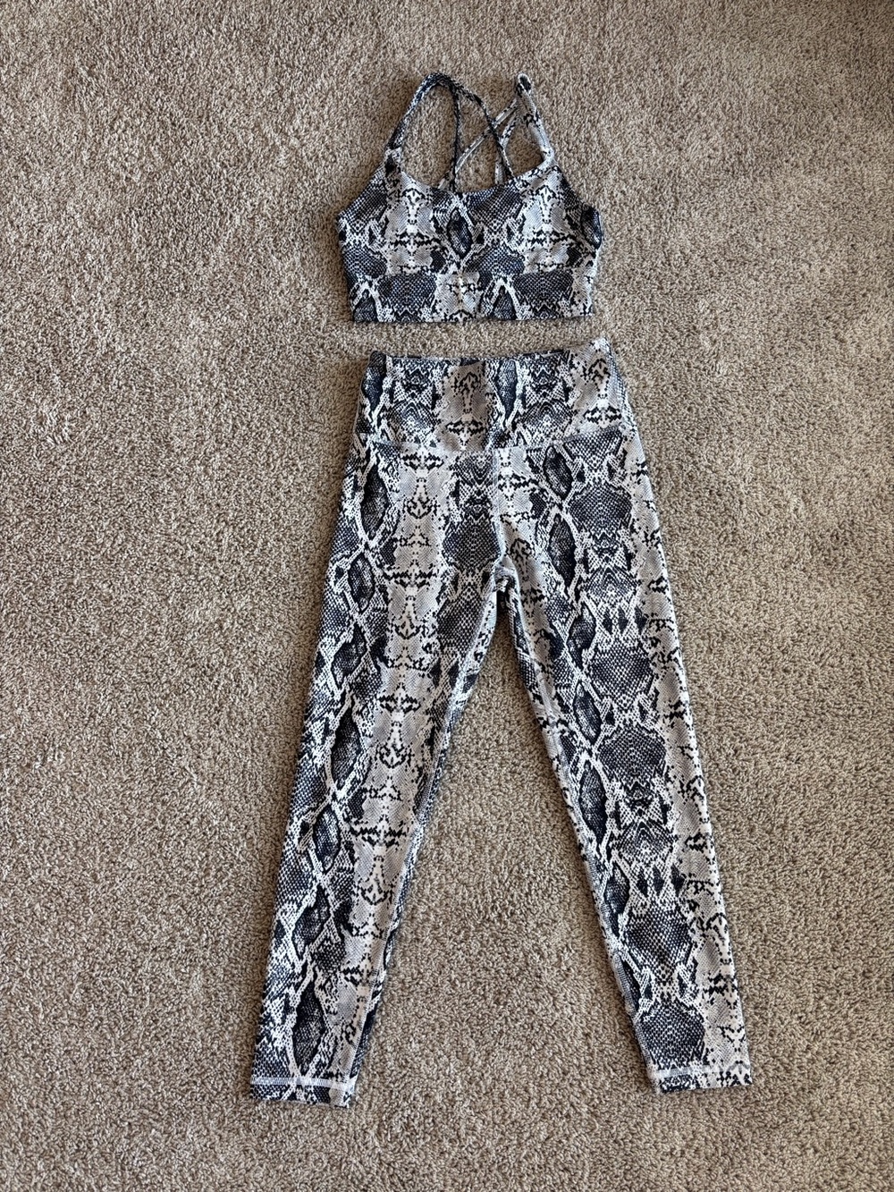 Balance Collection Snake Print High-Waist Leggings & Strappy Sports Bra Set